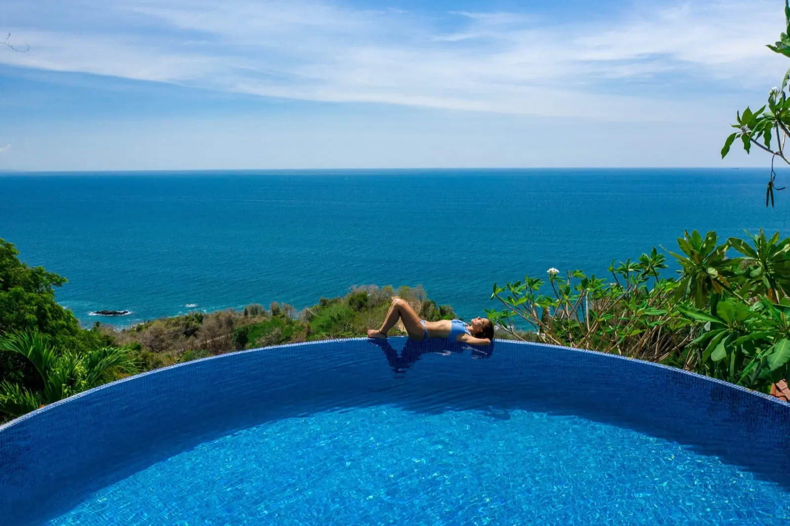 Anamaya's infinity pool on the hillside above the Pacific Ocean at Montezuma